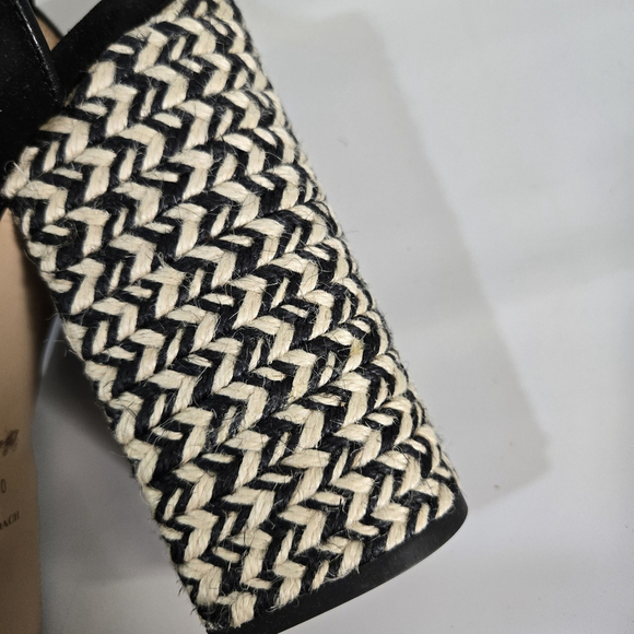 Coach Nelly Raffia Platform Chunky Heel Sandals Black Size 10 NIB Party Designer - Picture 7 of 13